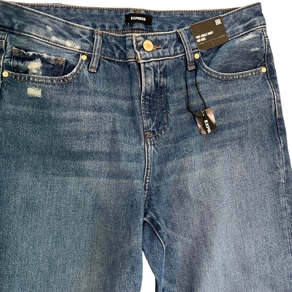 Express 90s Ankle Boot Frayed Raw Hem Mid Rise Size 8 Regular - Picture 4 of 10